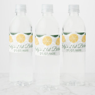 Étiquette Pour Bouteilles D'eau Aquarelle Citrons siciliens Anniversaire