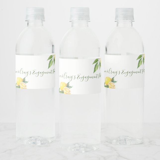 Étiquette Pour Bouteilles D'eau Aquarelle de citron pour occasion spéciale (Bouteilles)