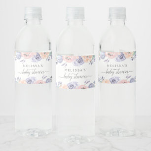 Étiquette Pour Bouteilles D'eau Aquarelle de lavande florale Baby shower fille