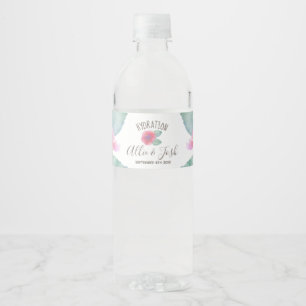 Étiquette Pour Bouteilles D'eau Aquarelle Hibiscus Maui Mariage
