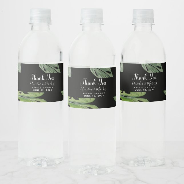 Étiquette Pour Bouteilles D'eau Aquarelle main Monstera Adansonii Leaf (Bouteilles)