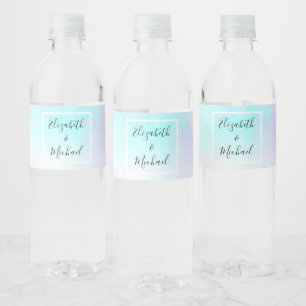 Étiquette Pour Bouteilles D'eau Aquarelle moderne Abstraite Pastel bleu & violet