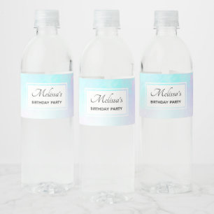 Étiquette Pour Bouteilles D'eau Aquarelle moderne Abstraite Pastel bleu & violet
