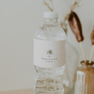 Étiquette Pour Bouteilles D'eau Aquarelle Palmier