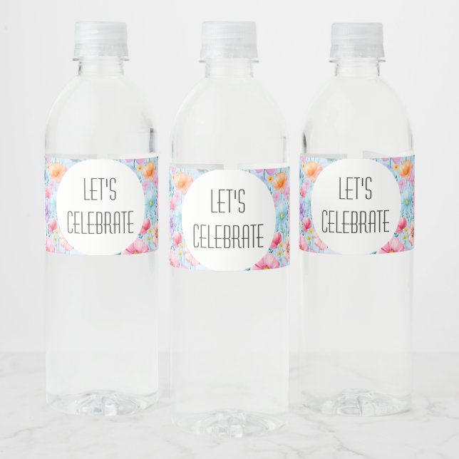 Étiquette Pour Bouteilles D'eau Aquarelle rose pastel avec message (Bouteilles)