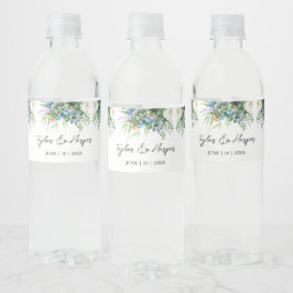 Étiquette Pour Bouteilles D'eau Aquarelle Succulent bouquet floral Mariage Boho