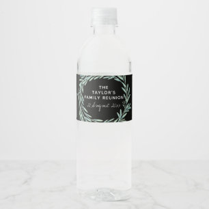 Étiquette Pour Bouteilles D'eau Aquarelle Wreath Famille Retrouvailles Verdure