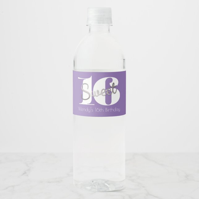 Étiquette Pour Bouteilles D'eau Argent et moderne, doux 16 (Devant)