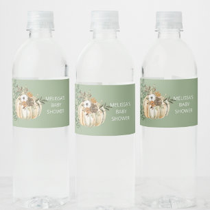 Étiquette Pour Bouteilles D'eau Automne automne citrouille fleur brun rustique