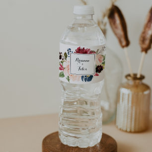 Étiquette Pour Bouteilles D'eau Automne Rustique Bourgogne Moderne Mariage de call