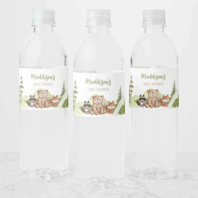 Étiquette Pour Bouteilles D'eau Aventure Commencer le Baby shower forestier (Bouteilles)
