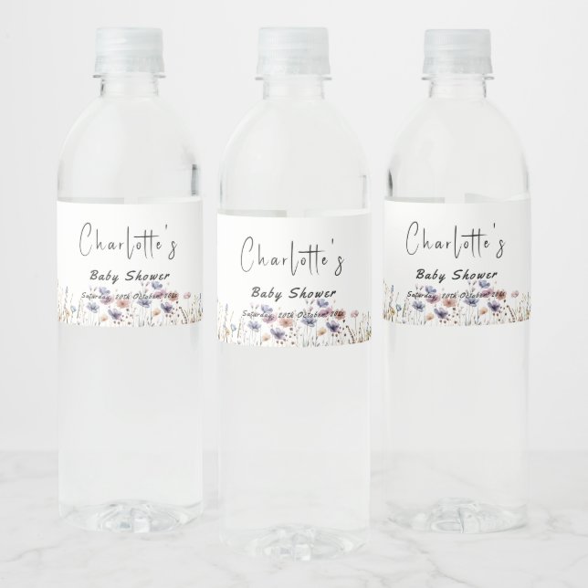 Étiquette Pour Bouteilles D'eau Baby In Bloom Wildflower Baby Shower (Bouteilles)