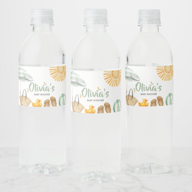 Étiquette Pour Bouteilles D'eau Baby shower à éclaboussures vertes (Bouteilles)