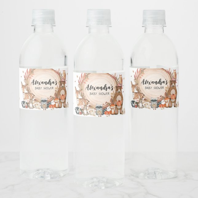 Étiquette Pour Bouteilles D'eau Baby shower à tranches de bois d'automne (Bouteilles)