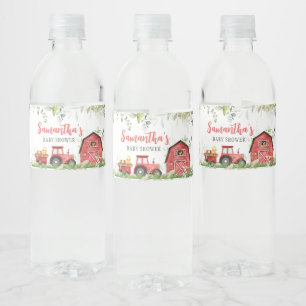 Étiquette Pour Bouteilles D'eau Baby shower agricole de Red Barnyard