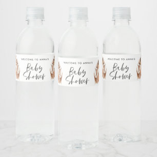 Étiquette Pour Bouteilles D'eau Baby shower aquarelle illustration script simple
