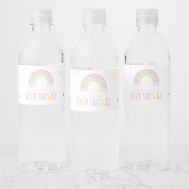 Étiquette Pour Bouteilles D'eau Baby shower arc-en-ciel Pastel (Bouteilles)