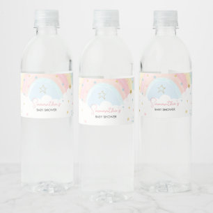 Étiquette Pour Bouteilles D'eau Baby shower arc-en-ciel Pastel