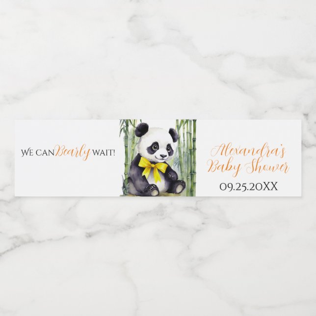 Étiquette Pour Bouteilles D'eau Baby shower Baby Panda (Étiquettes simples)