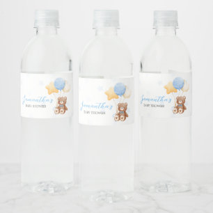 Étiquette Pour Bouteilles D'eau Baby Shower Ballon Ours Bleu