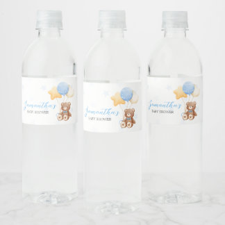 Étiquette Pour Bouteilles D'eau Baby Shower Ballon Ours Bleu