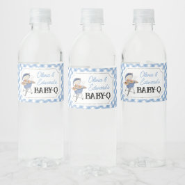 Étiquette Pour Bouteilles D'eau Baby shower BBQ Burger Bleu