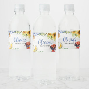 Étiquette Pour Bouteilles D'eau Baby shower BBQ Sunflower bleu