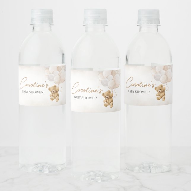 Étiquette Pour Bouteilles D'eau Baby shower Bear Balloons (Bouteilles)