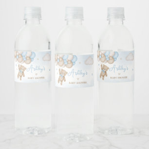 Étiquette Pour Bouteilles D'eau Baby shower Bleu Bear Balloons