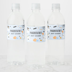 Étiquette Pour Bouteilles D'eau Baby shower Bleu Halloween Little Boo