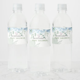 Étiquette Pour Bouteilles D'eau Baby shower bleu hydrangée
