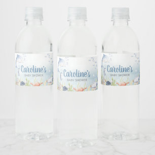 Étiquette Pour Bouteilles D'eau Baby Shower Bleu Sous l'Océan