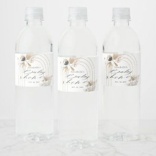 Étiquette Pour Bouteilles D'eau Baby shower Boho Botanical Gold Arches