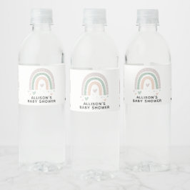 Étiquette Pour Bouteilles D'eau Baby shower Boho Rainbow Sage