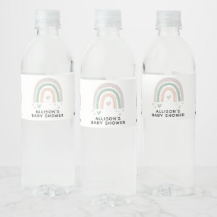 Étiquette Pour Bouteilles D'eau Baby shower Boho Rainbow Sage