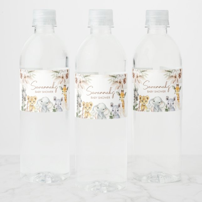 Étiquette Pour Bouteilles D'eau Baby shower Boho Safari (Bouteilles)