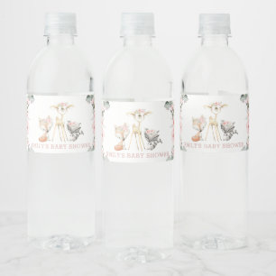 Étiquette Pour Bouteilles D'eau Baby shower boisé de verdure florale chic Blush