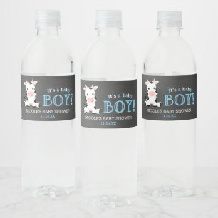 Étiquette Pour Bouteilles D'eau Baby shower Chalkboard Cow Boy