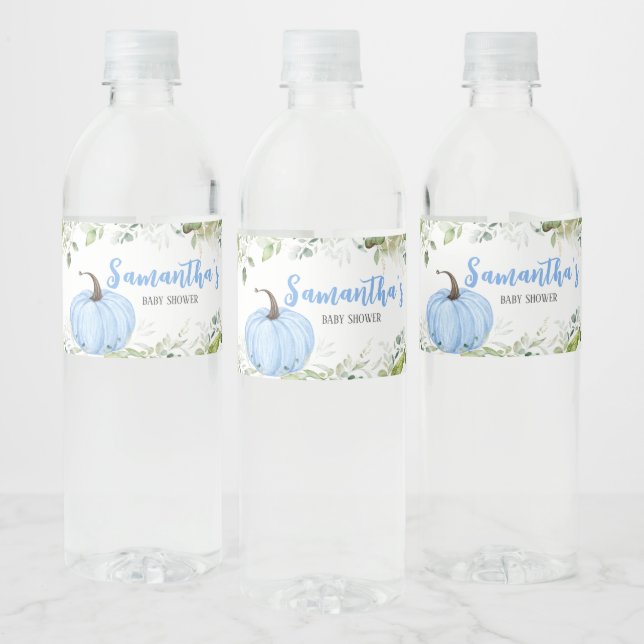 Étiquette Pour Bouteilles D'eau Baby shower Citrouille bleu verdoyant (Bouteilles)