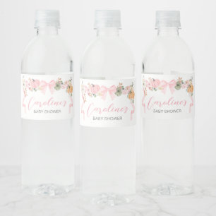 Étiquette Pour Bouteilles D'eau Baby shower Citrouille de Bow rose