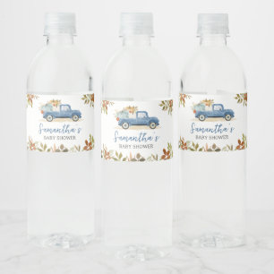 Étiquette Pour Bouteilles D'eau Baby shower Citrouille de la chute du camion bleu