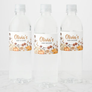 Étiquette Pour Bouteilles D'eau Baby shower Citrouille fleur sauvage d'automne