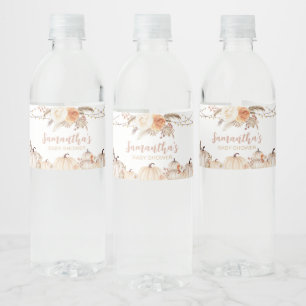 Étiquette Pour Bouteilles D'eau Baby shower Citrouille floral Boho