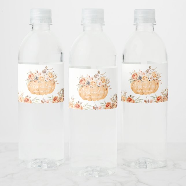 Étiquette Pour Bouteilles D'eau Baby shower Citrouille orange (Bouteilles)