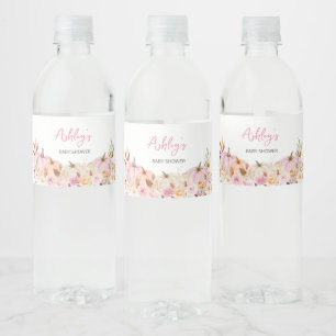 Étiquette Pour Bouteilles D'eau Baby shower Citrouille rose floral
