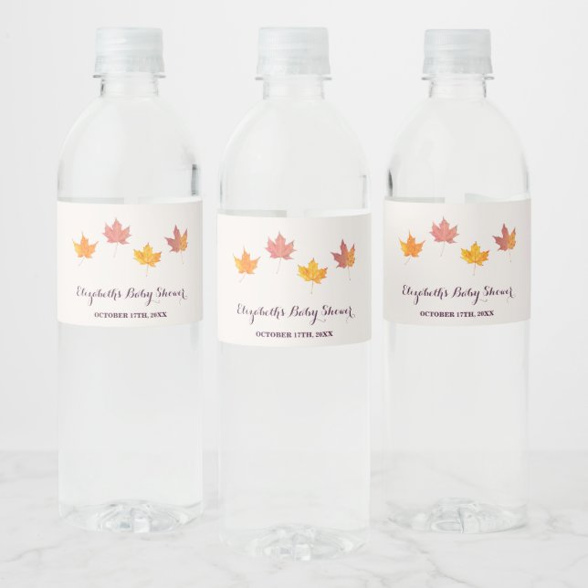 Étiquette Pour Bouteilles D'eau Baby shower d'automne Maple Feuille (Bouteilles)