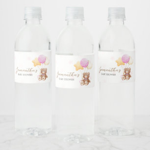 Étiquette Pour Bouteilles D'eau Baby shower de ballon d'ours rose