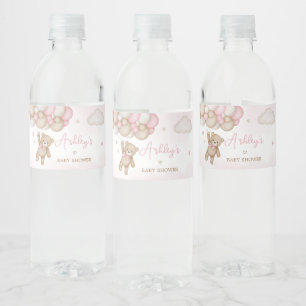 Étiquette Pour Bouteilles D'eau Baby shower de ballon d'ours rose