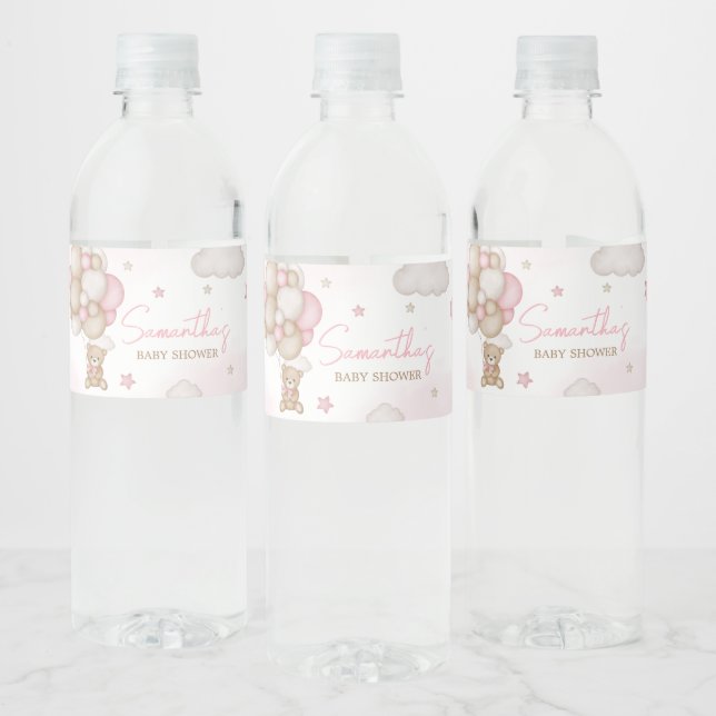 Étiquette Pour Bouteilles D'eau Baby shower de ballons pour filles (Bouteilles)