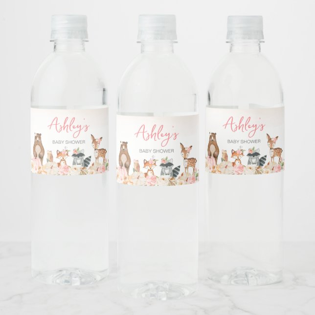 Étiquette Pour Bouteilles D'eau Baby shower de bois rose Citrouille (Bouteilles)